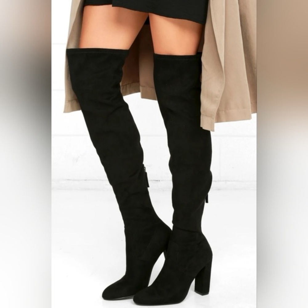 4 for $40 - Steve Madden Emotions Black Suede Over the Knee Boots